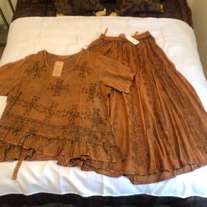 Rust colored skirt and blouse